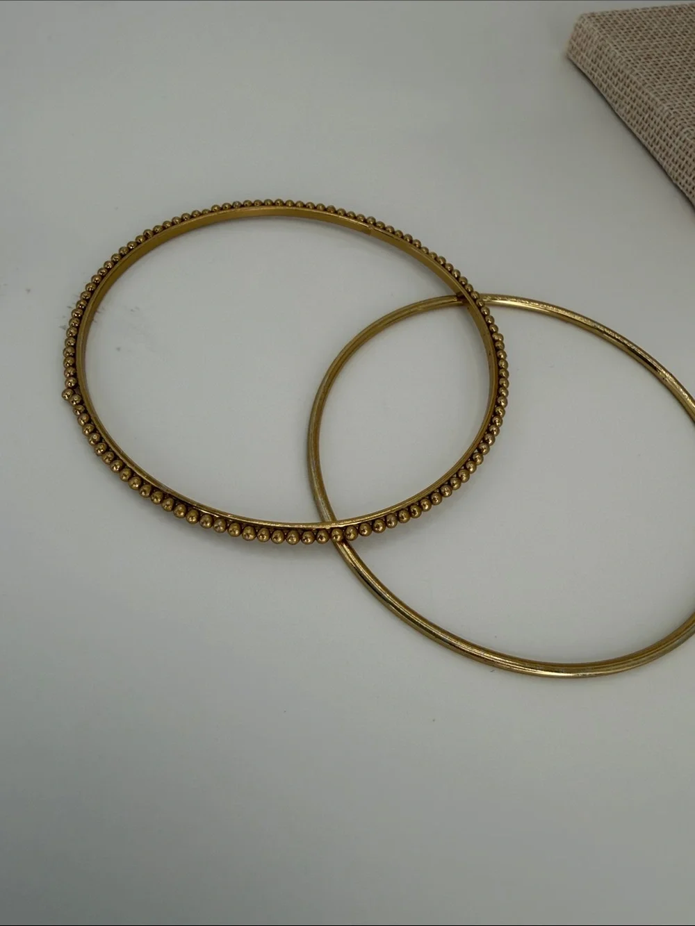 Women's Gold Tone Polished & Beaded Bangle Bracelet Set